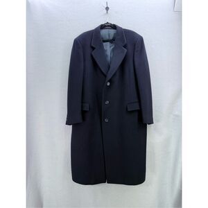 Vintage Maitland of England Mens Navy Long Line Wool Cashmere Top Trench Coat Si